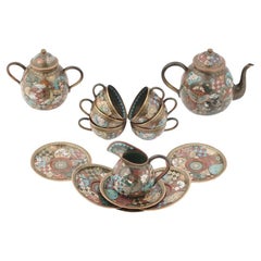 Antique Meiji Era Japan Cloisonne Enamel Tea Set