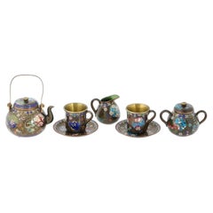 Antique Meiji Era Japan Cloisonne Enamel Tea Set