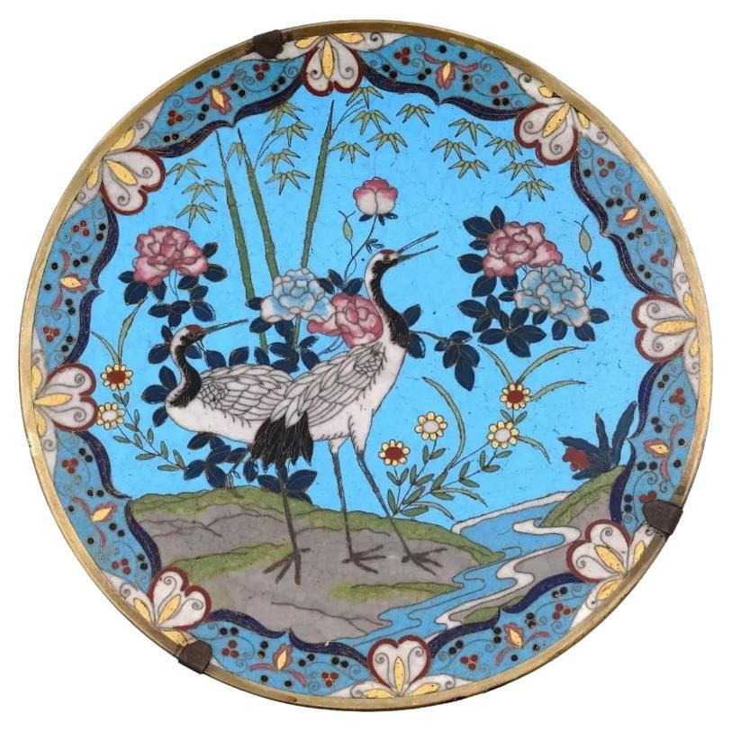Antique Meiji Era Japanese Cloisonne Enamel Plate
