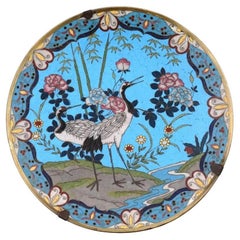 Antique Meiji Era Japanese Cloisonne Enamel Plate