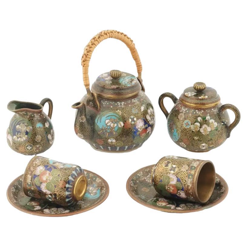 Antique Meiji Era Japanese Cloisonne Enamel Tea Set