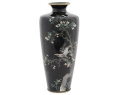 A High Quality Antique Meiji Japanese Cloisonne Enamel Vase With Flying Eagle