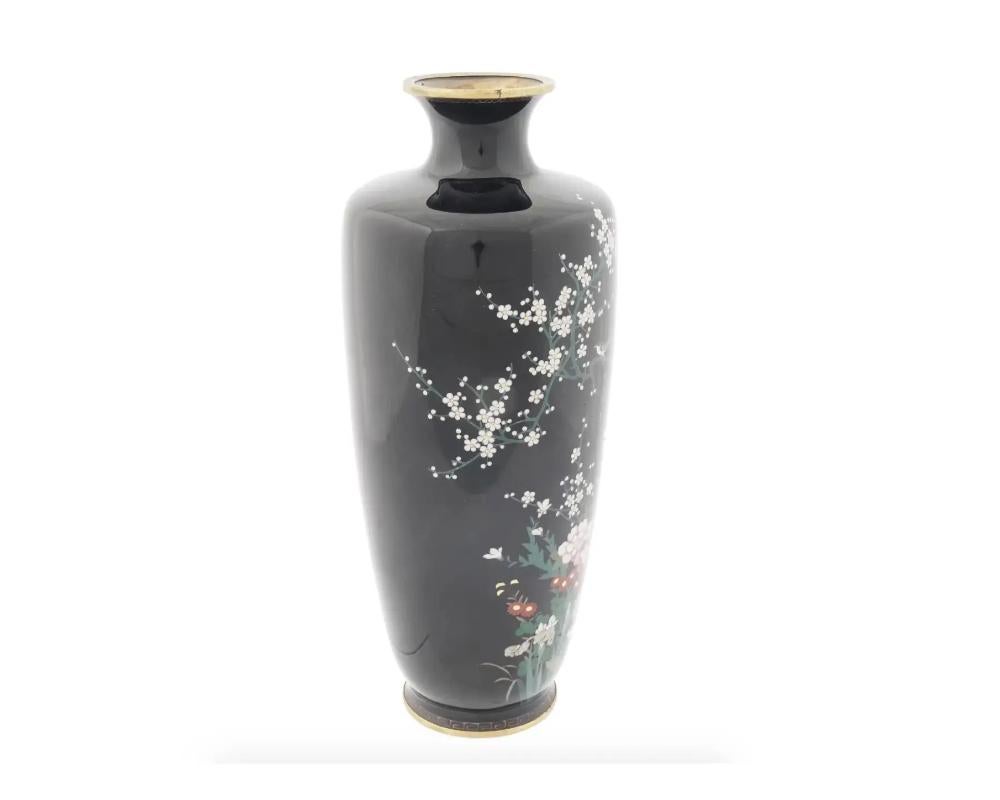 Cloissoné Antique Meiji Era Japanese Cloisonne Enamel Vase For Sale