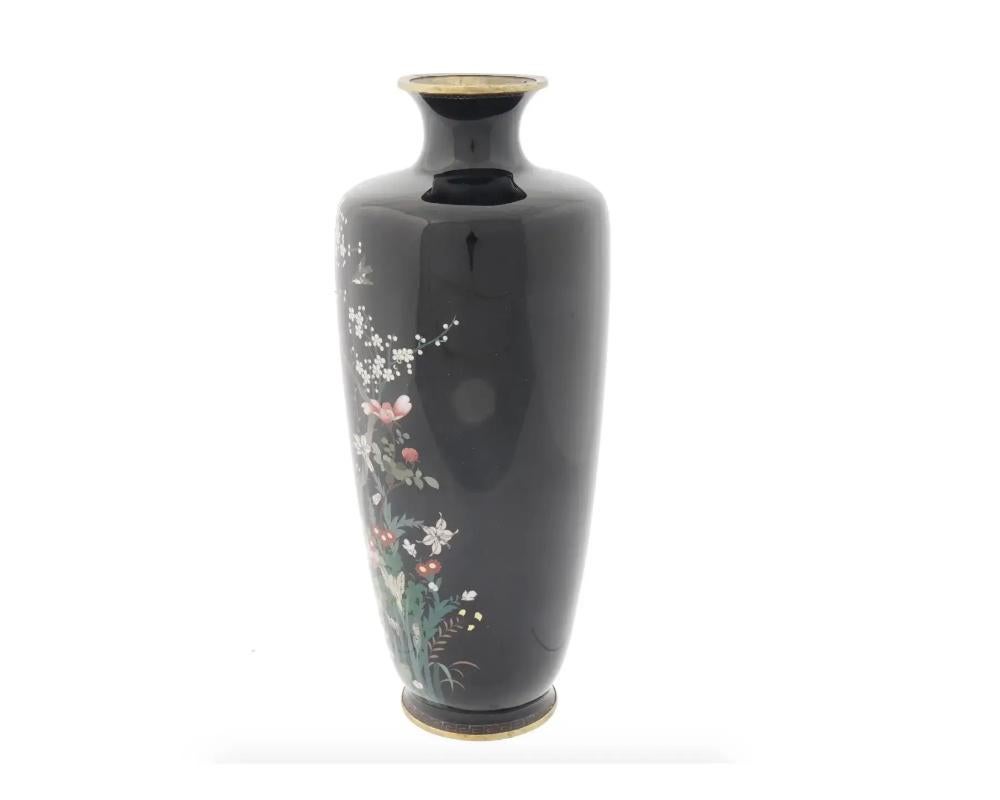 Antique Meiji Era Japanese Cloisonne Enamel Vase In Good Condition For Sale In New York, NY
