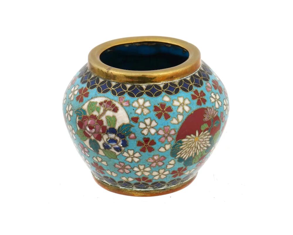 Antique Meiji Era Japanese Cloisonne Enamel Vase In Good Condition In New York, NY