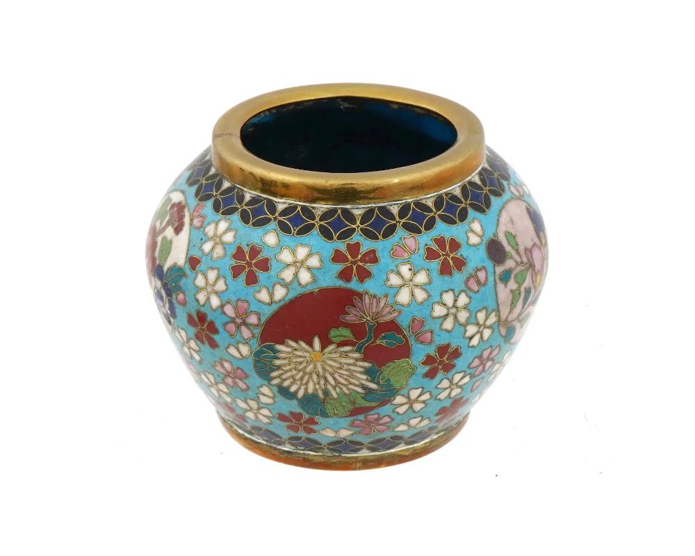 Antique Meiji Era Japanese Cloisonne Enamel Vase In Good Condition In New York, NY
