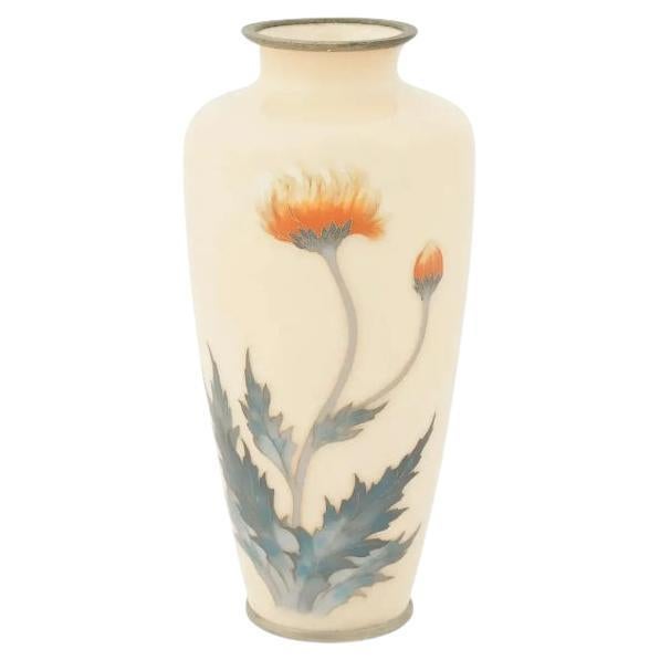 Antique Meiji Era Japanese Cloisonne Enamel Vase For Sale