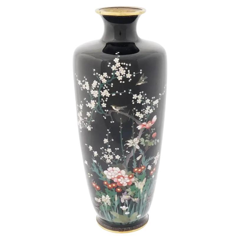 Antique Meiji Era Japanese Cloisonne Enamel Vase