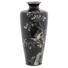 A High Quality Antique Meiji Era Japanese Cloisonne Enamel Vase With Flying Eagl