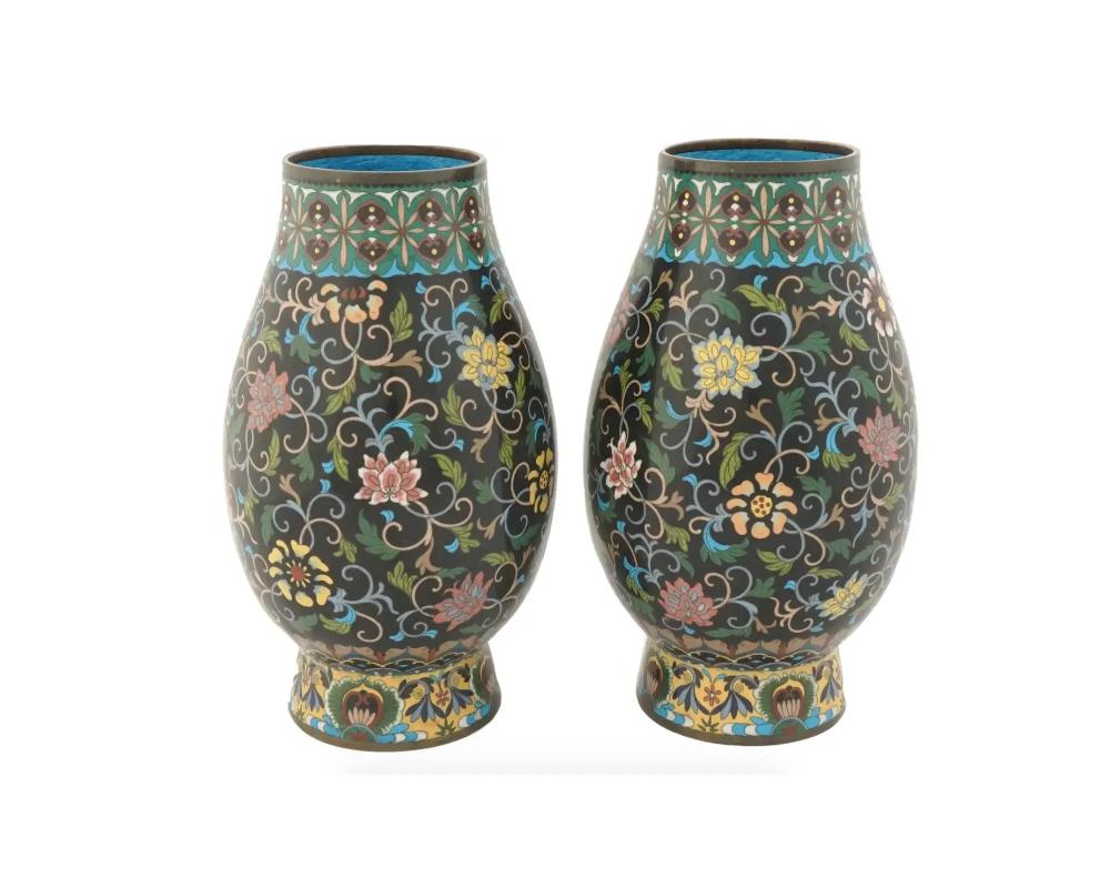 Cloissoné Antique Meiji Era Japanese Cloisonne Enamel Vases