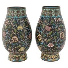 Antique Meiji Era Japanese Cloisonne Enamel Vases