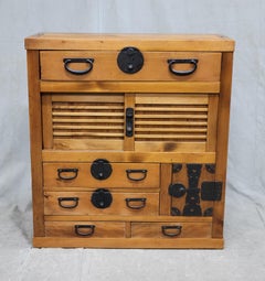 Antique Meiji Era Japanese Kansai Style Cypress and Cedar Merchant's Tansu Chest