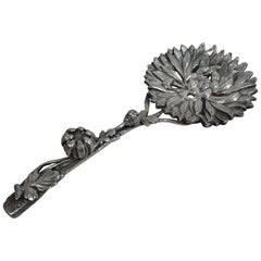 Antique Meiji-Era Japanese Silver Chrysanthemum Serving Spoon