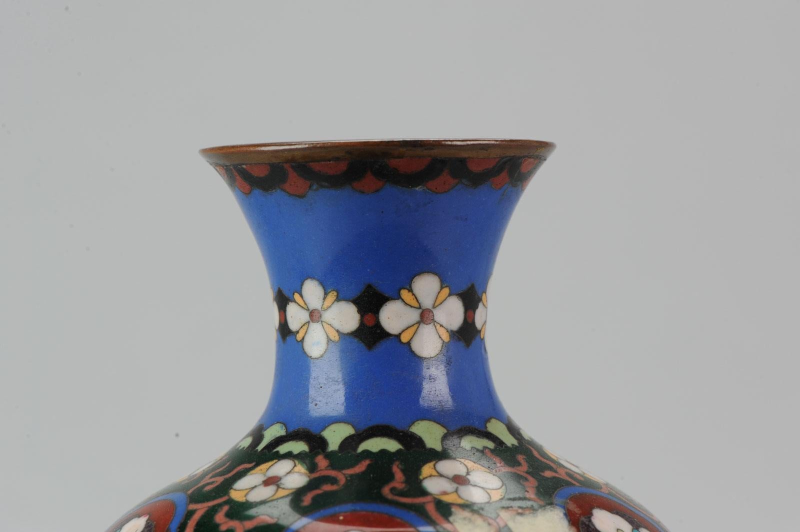 Antique Meiji Japanese Bronze Cloisonne Vase Cranes Glaze Vase Japan For Sale 5