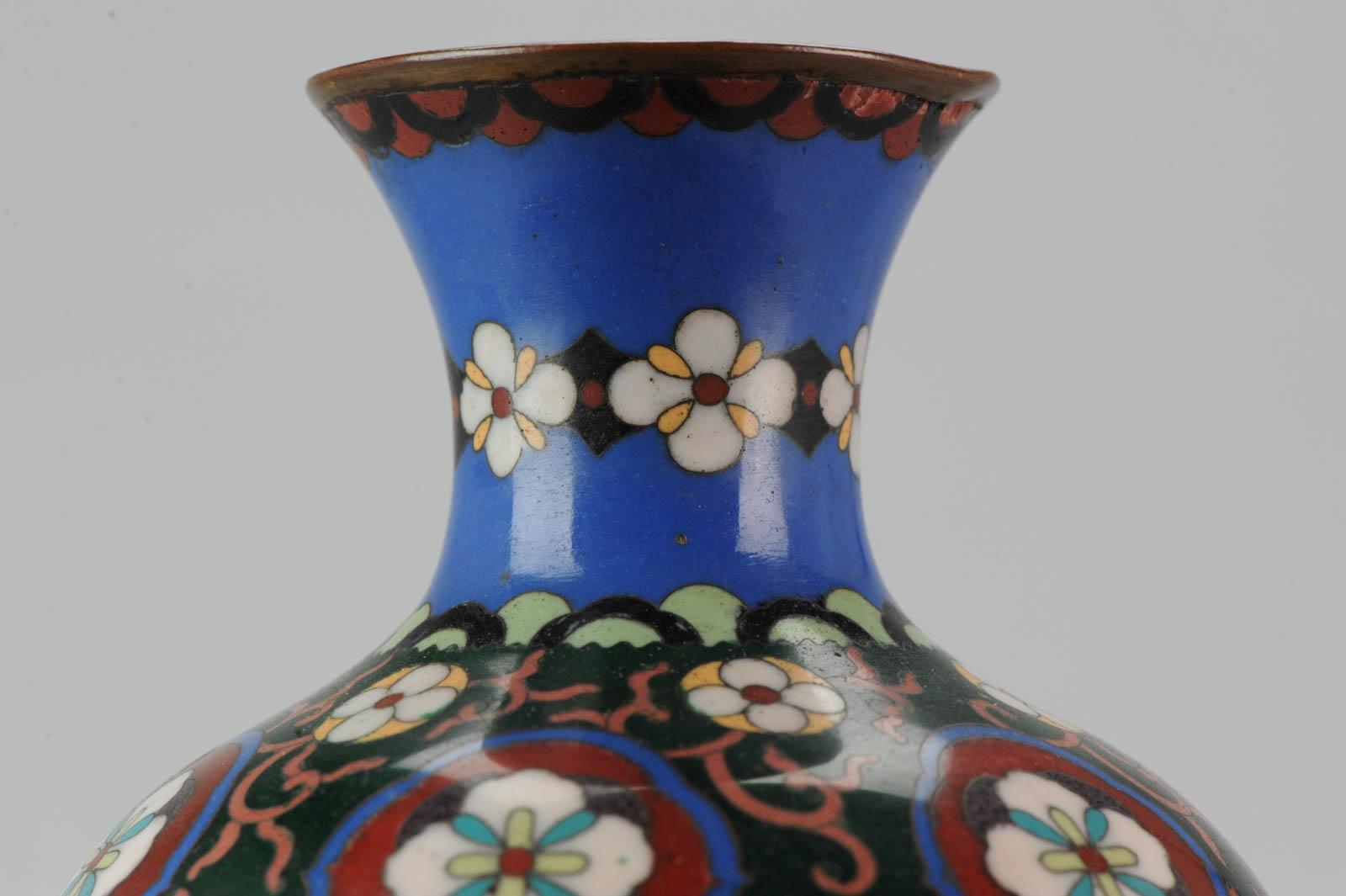 Vase japonais ancien en bronze cloisonné avec glaçure à l'écaille de grue de Meiji, Japon en vente 4