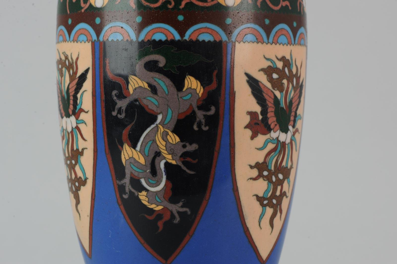 Antique Meiji Japanese Bronze Cloisonne Vase Cranes Glaze Vase Japan For Sale 2