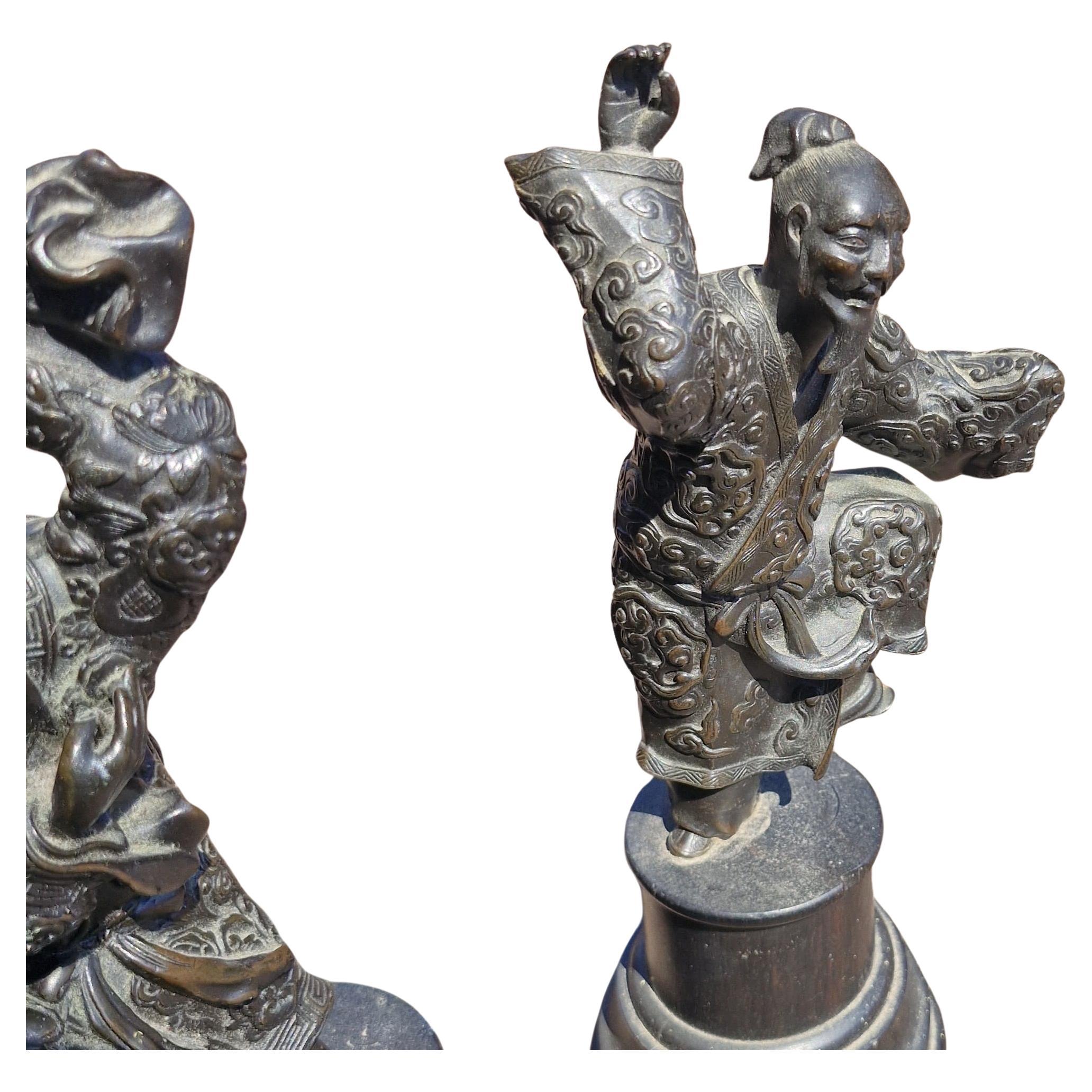 Condition Report: 29cm inc stand. Good condition.

Heavy and top quality Meiji period dancing Figures. Top quality