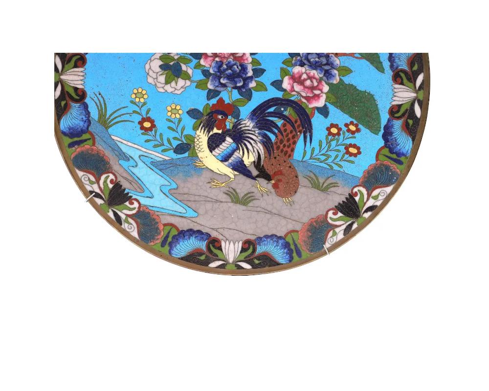  Antique Meiji Japanese Cloisonne Enamel Charger Plate For Sale 1