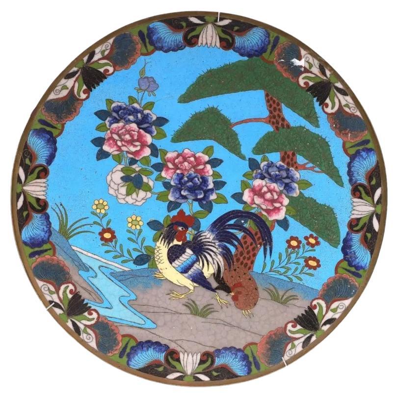  Ancienne assiette de charge japonaise Meiji en émail cloisonné