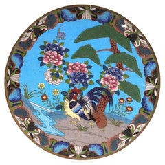  Ancienne assiette de charge japonaise Meiji en émail cloisonné