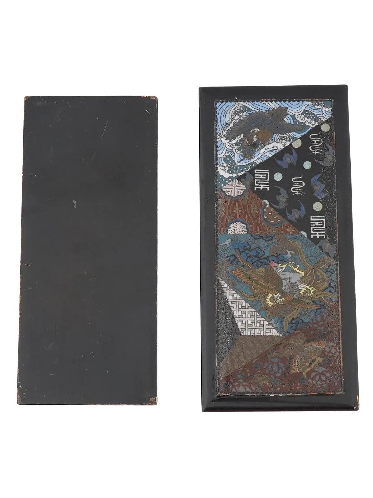 19th Century Antique Meiji Japanese Cloisonne Enamel Dragon Unusual Box For Sale