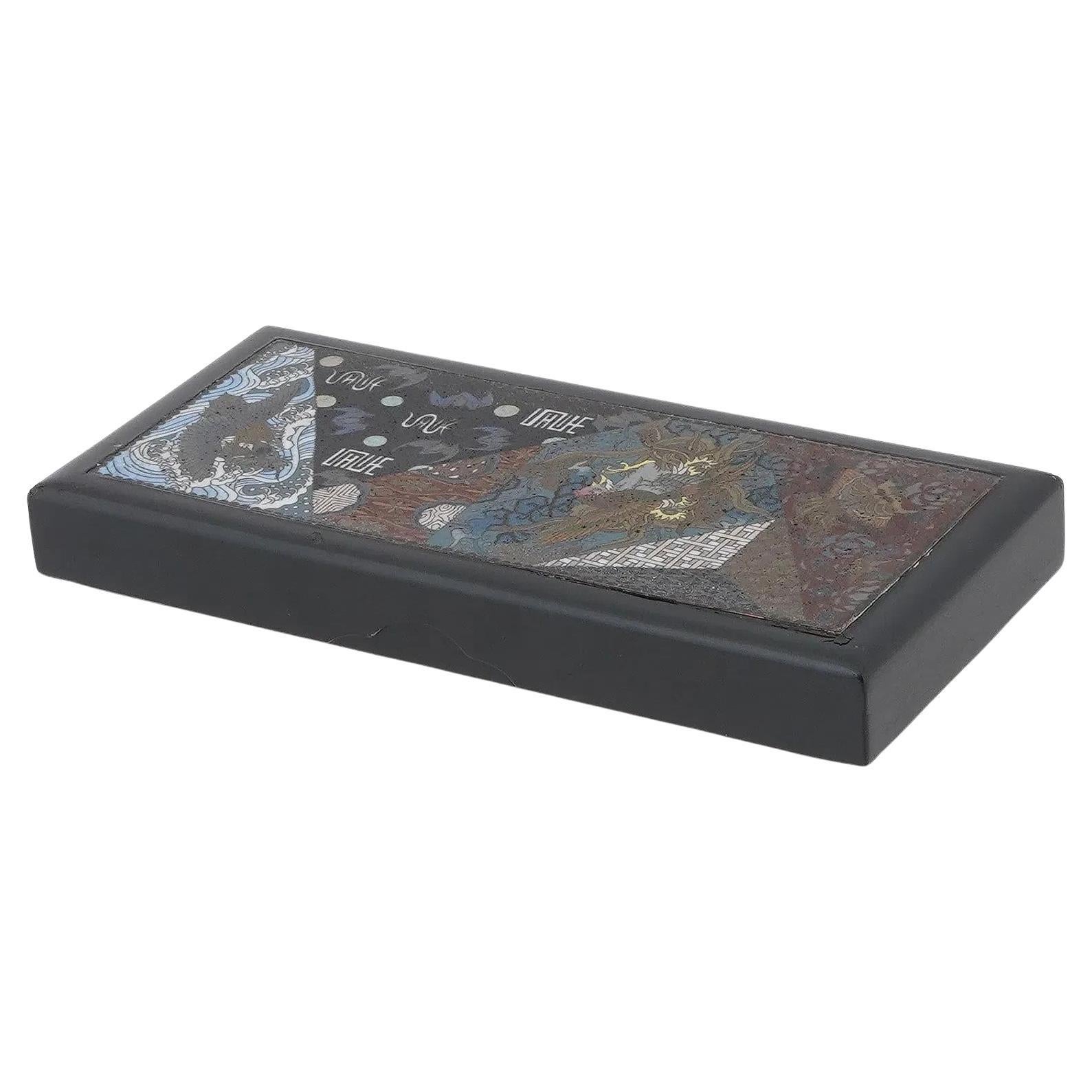 Antique Meiji Japanese Cloisonne Enamel Dragon Unusual Box For Sale