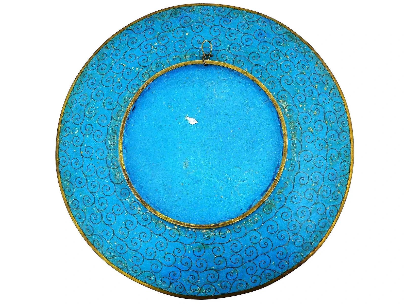Cloisonné Antico piatto giapponese Meiji in smalto cloisonne raffigurante un cavaliere in fiore di ciliegio in vendita
