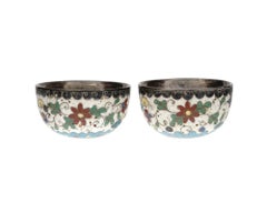 Antique Meiji Japanese Cloisonne Enamel Sake Cups