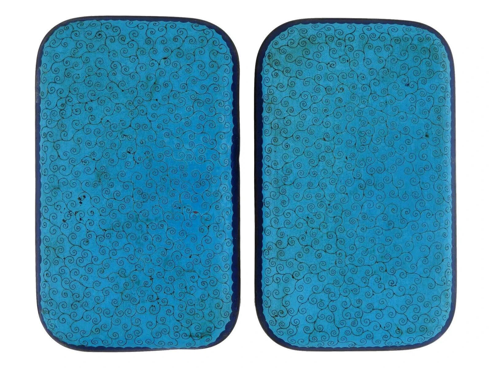 Antiguas bandejas japonesas Meiji de esmalte cloisonné con pavos reales Japonés en venta