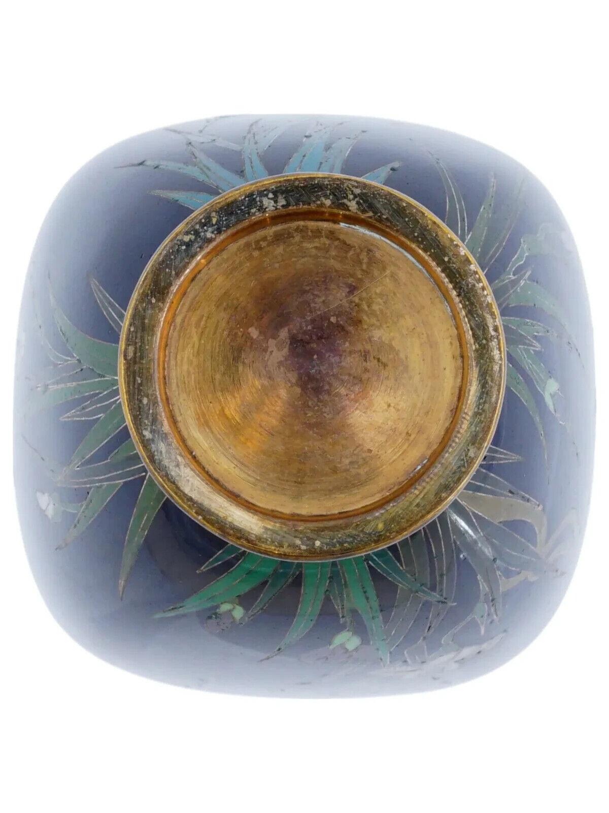 Antique Meiji Japanese Cloisonne Enamel Vase Wisteria Attributed To OTA Silver For Sale 1