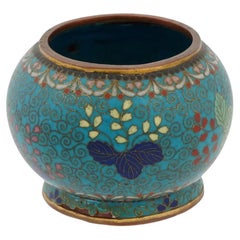 Antique Meiji Japanese Cloisonne Enamel Vase with Paulownia
