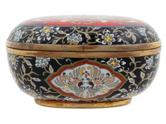 Antique Meiji Japanese Cloisonne Red Enamel Silver Wire Kogo Box