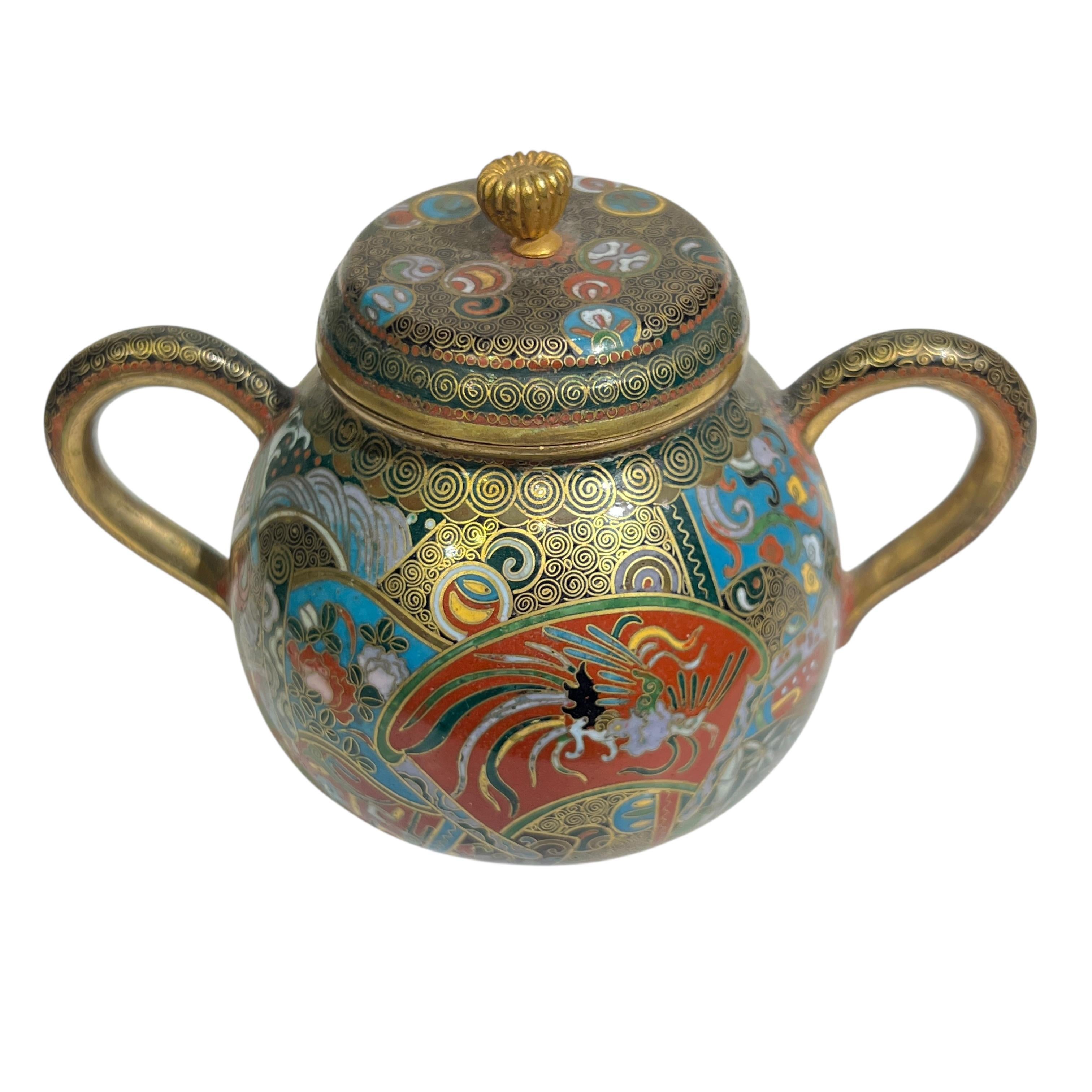 Antique Meiji Japanese Cloisonne Tea Service in vendita 3