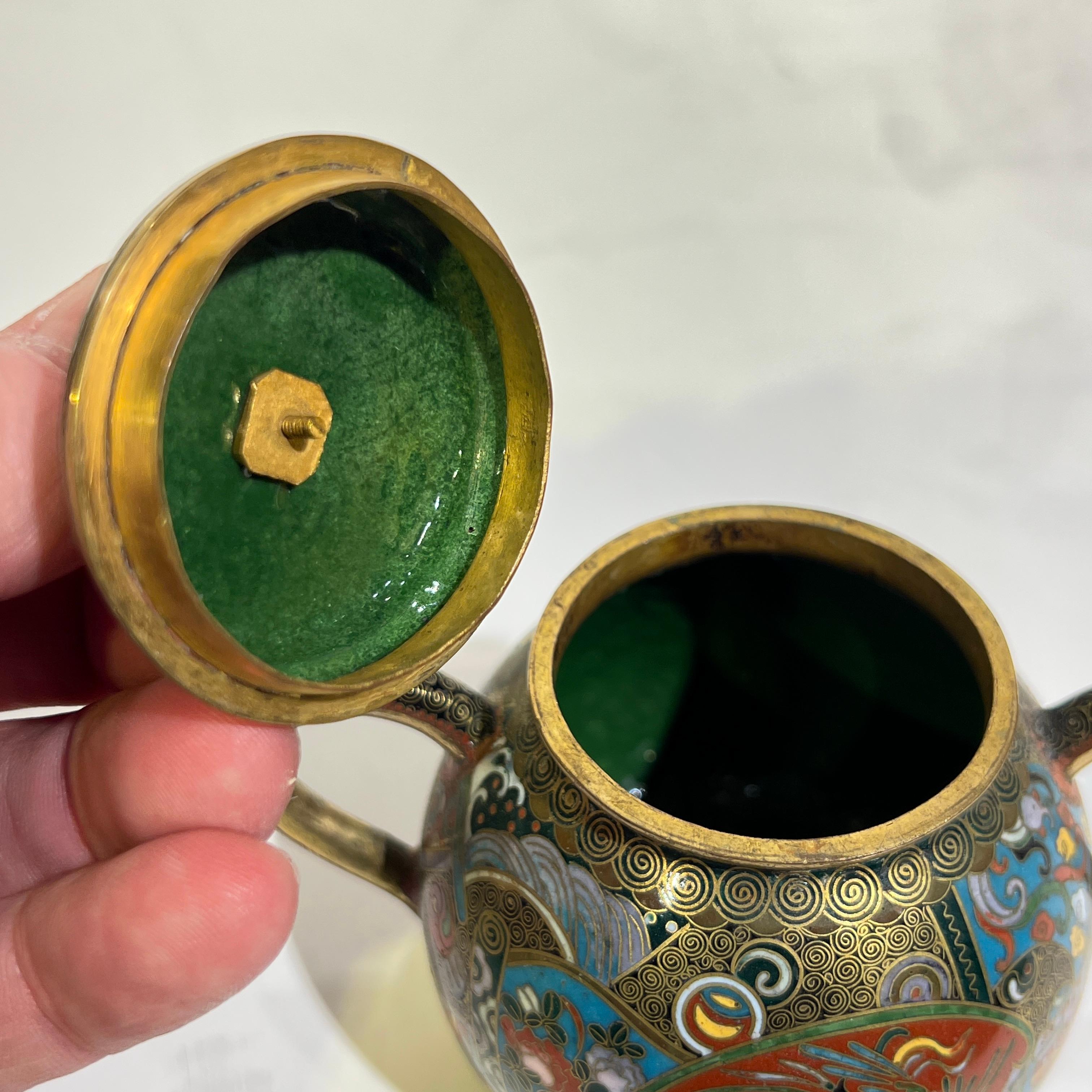 Antique Meiji Japanese Cloisonne Tea Service in vendita 4