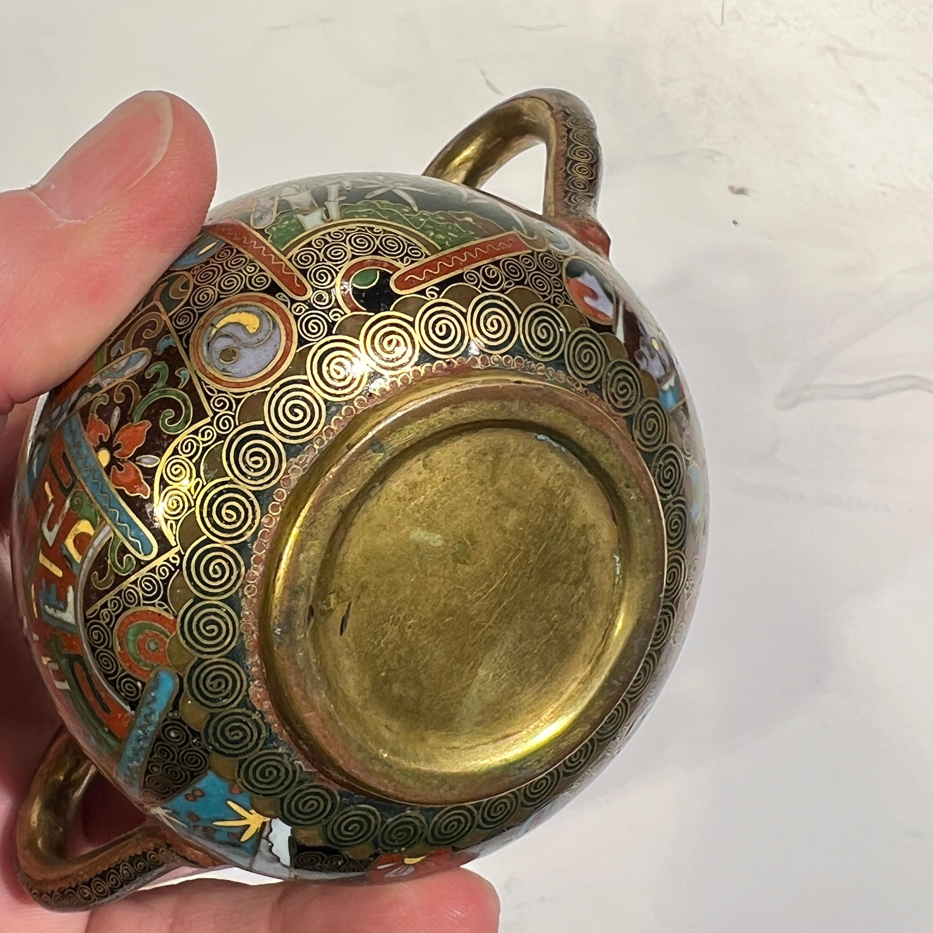 Antique Meiji Japanese Cloisonne Tea Service in vendita 5