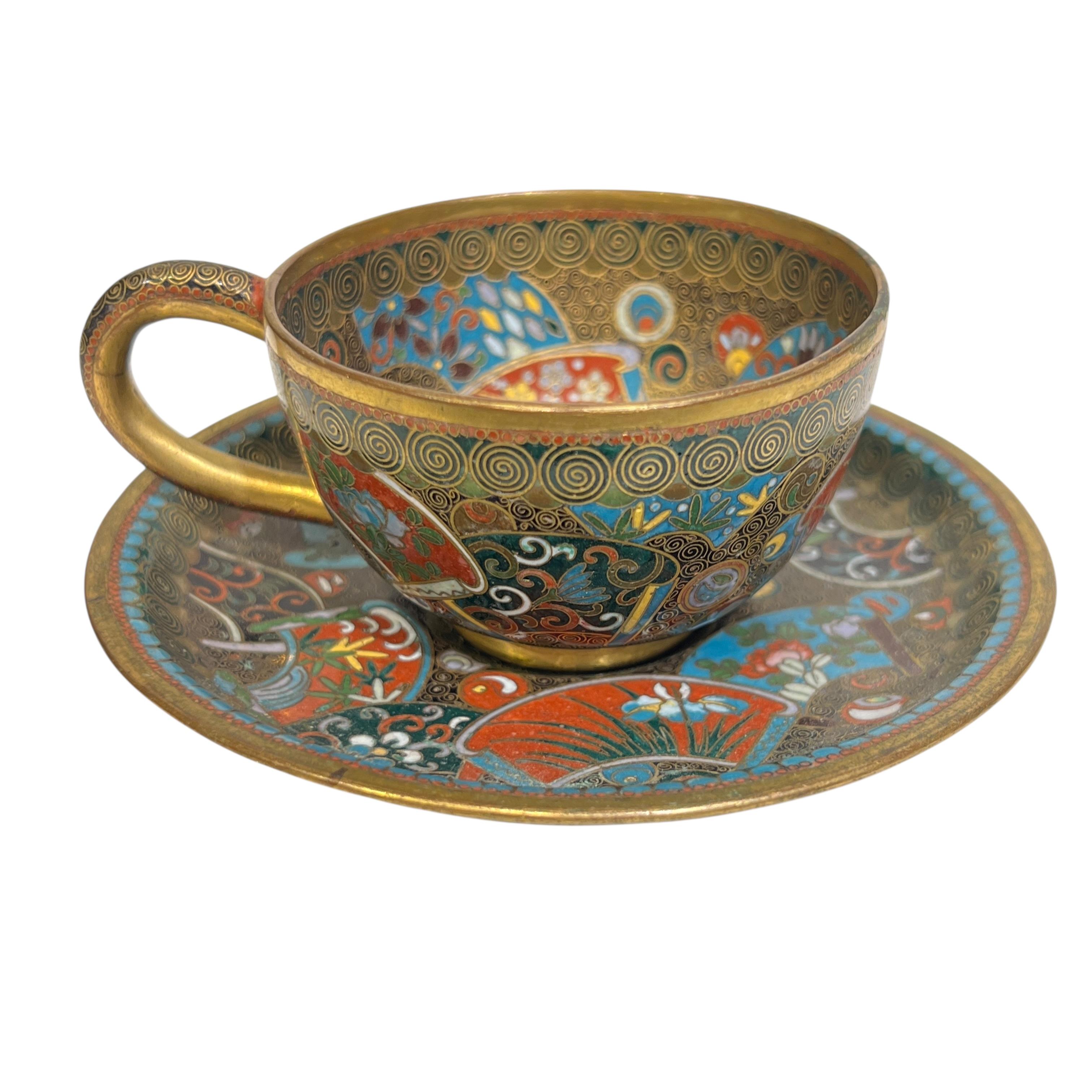Antique Meiji Japanese Cloisonne Tea Service in vendita 6
