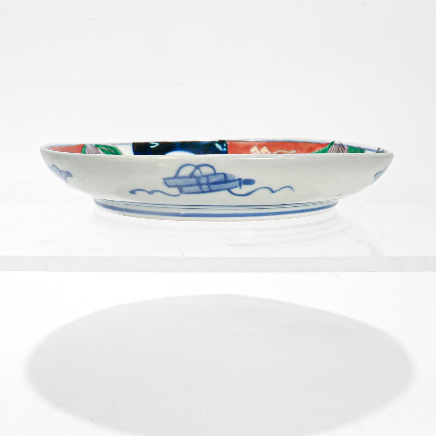 Porcelain Antique Meiji Japanese Imari Plate For Sale
