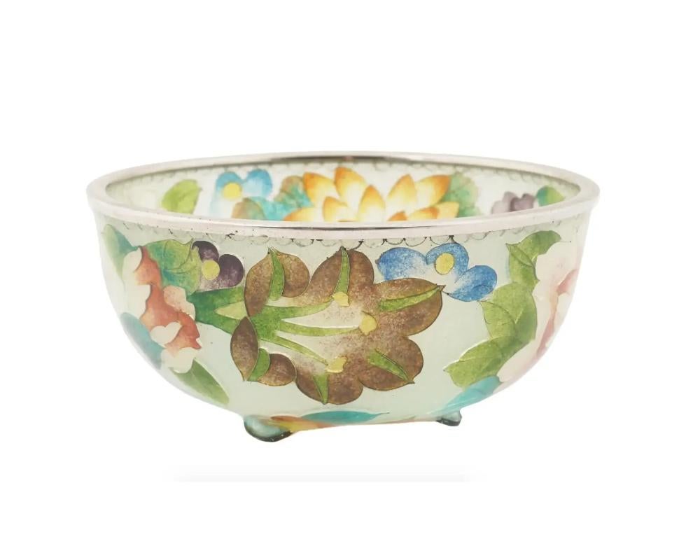 Antique Meiji Japanese Plique A Jour Enamel Bowl In Good Condition For Sale In New York, NY