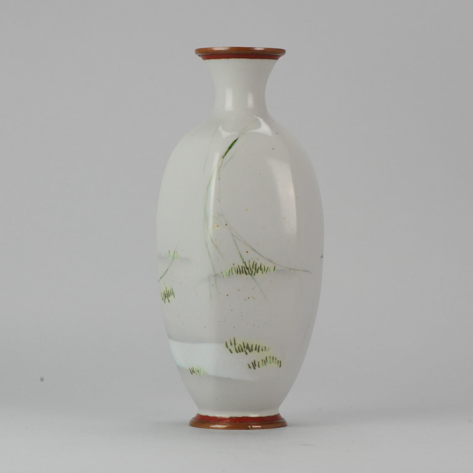 Antique Meiji Japanese Enamel on Metal Vase  In Excellent Condition For Sale In Amsterdam, Noord Holland