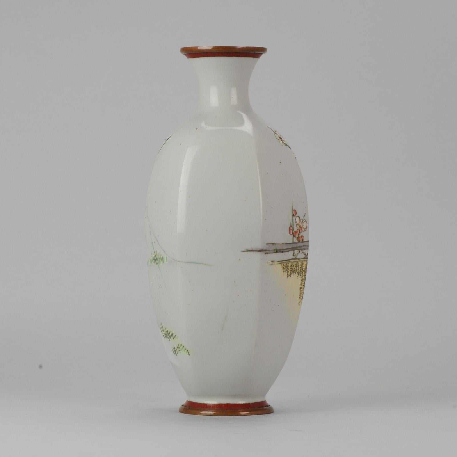 19th Century Antique Meiji Japanese Enamel on Metal Vase  For Sale