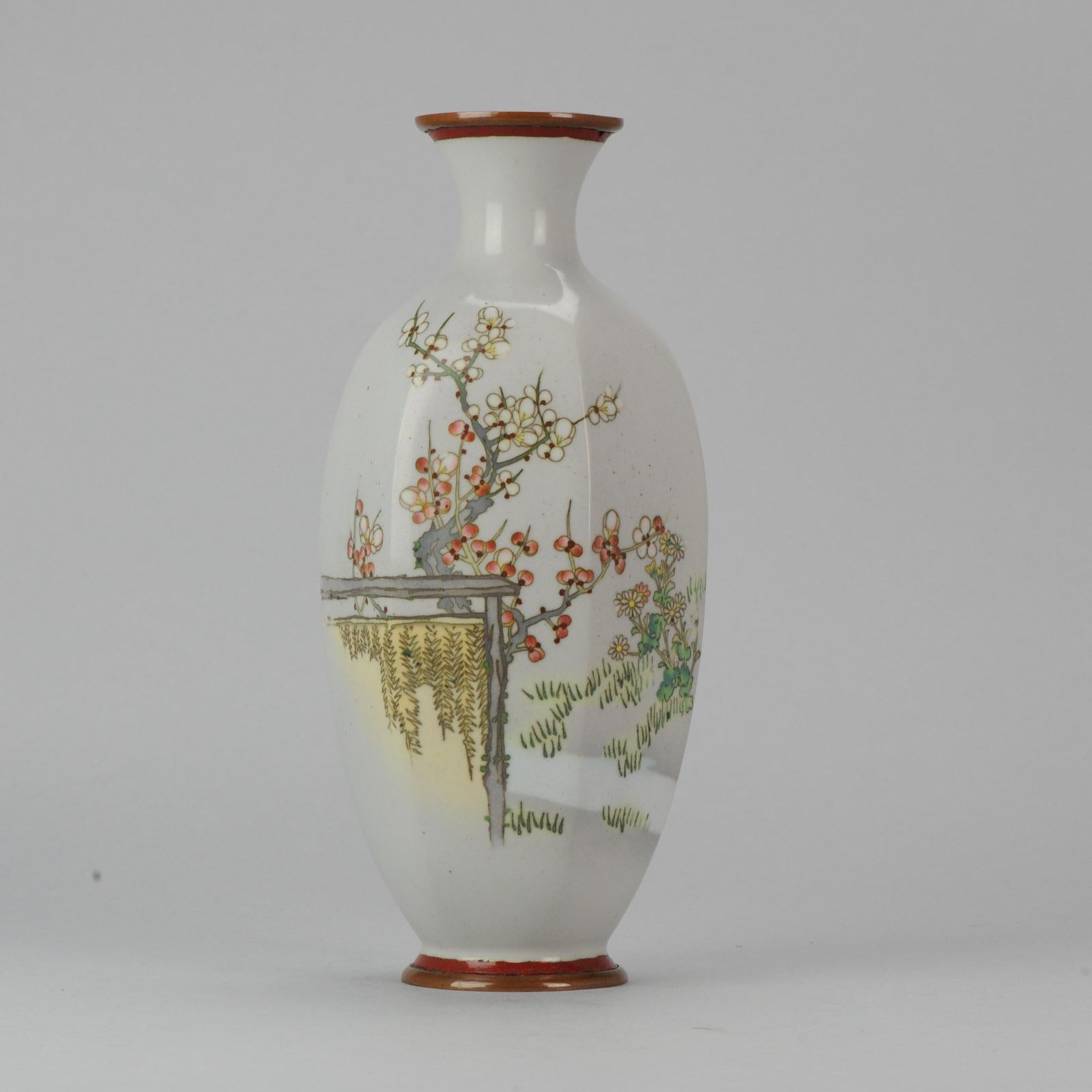 Antique Meiji Japanese Enamel on Metal Vase  For Sale 1