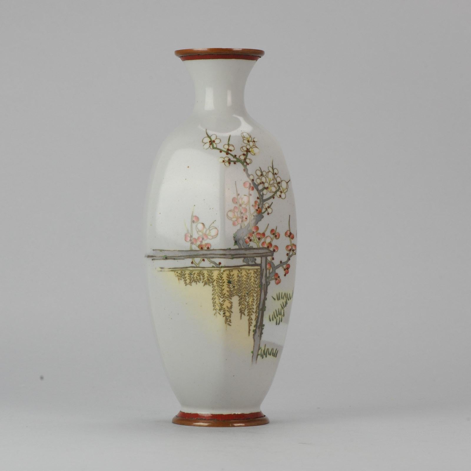 Antique Meiji Japanese Enamel on Metal Vase  For Sale 2