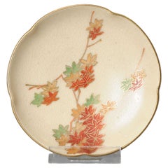 Antique Meiji Japanese Satsuma Plate Japan Flowers Marked, 19th Century