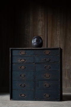 Antique Edo Japanese Wabi-Sabi Black Kiri Tansu Chest of Drawers Late 19th C