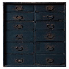 Antique Edo Japanese Wabi-Sabi Black Kiri Tansu Chest of Drawers Late 19th C