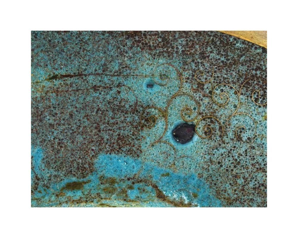 Antique Meiji Large Japanese Cloisonne Enamel Geometric Pattern Plate Charger For Sale 2