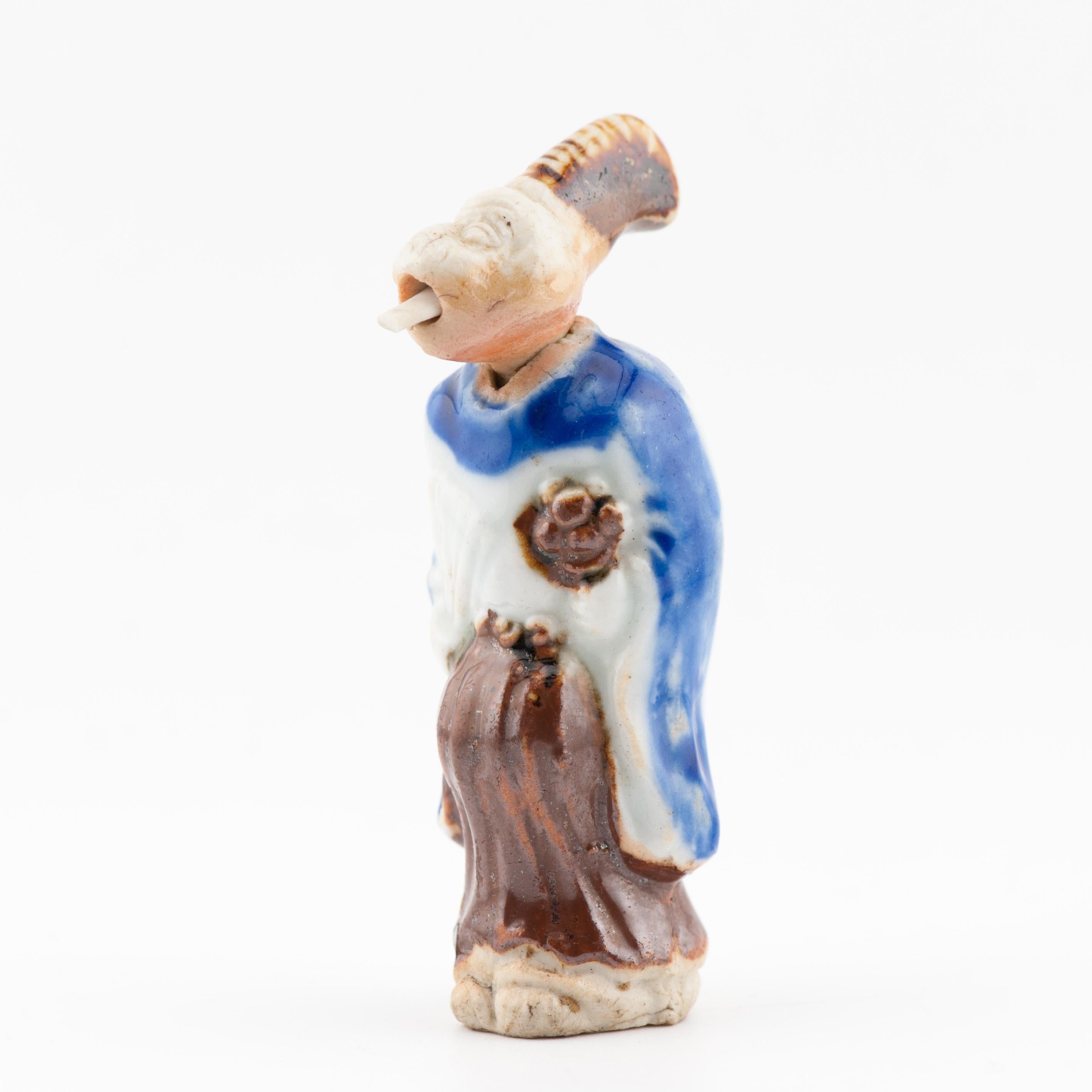 Antico Hirado Netsuke giapponese del periodo Meiji 19C con scimmia danzante Sanbosa in vendita 4
