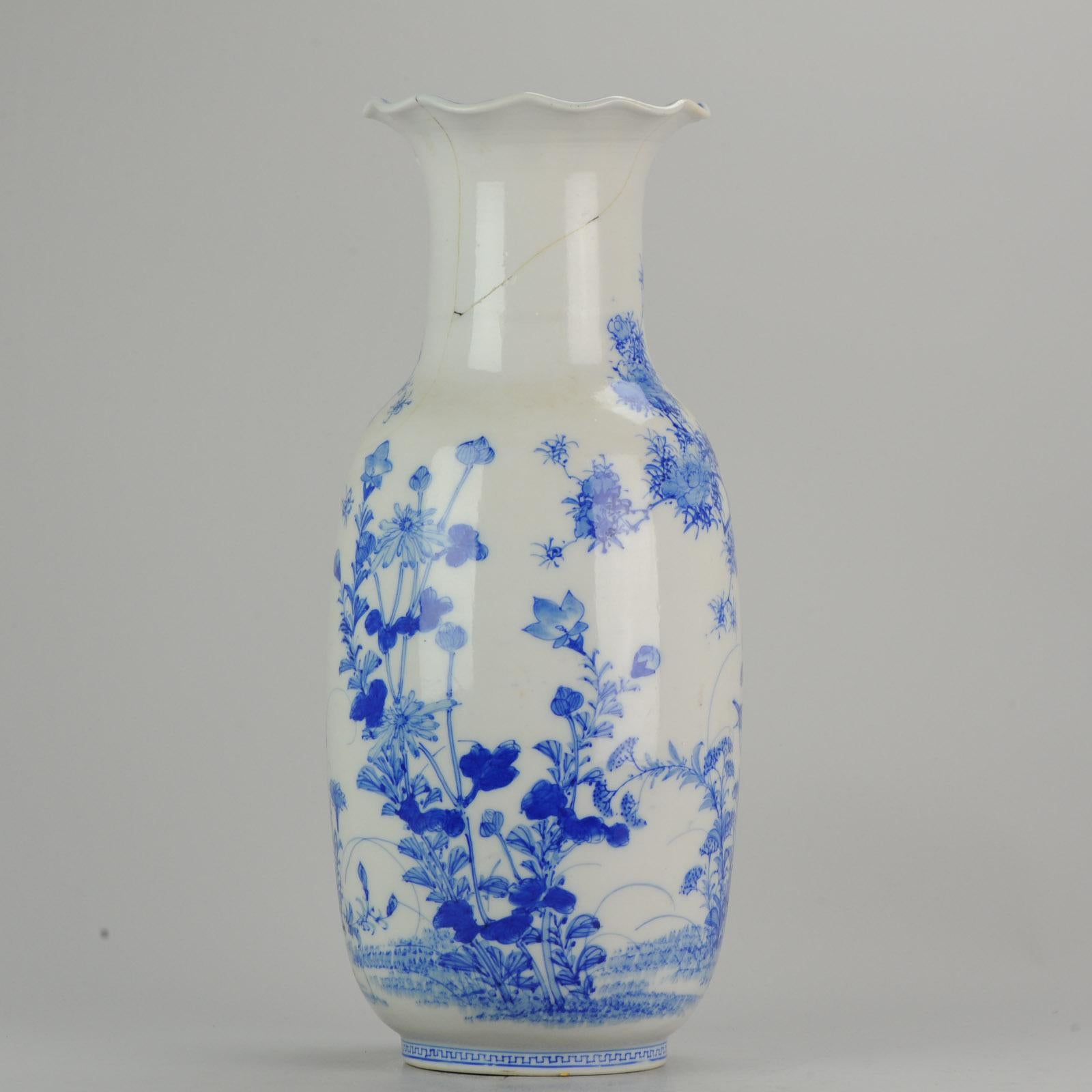 Poterie Antique Meiji Period 19th Century Japanese Hirado Vases Garniture Set Japan