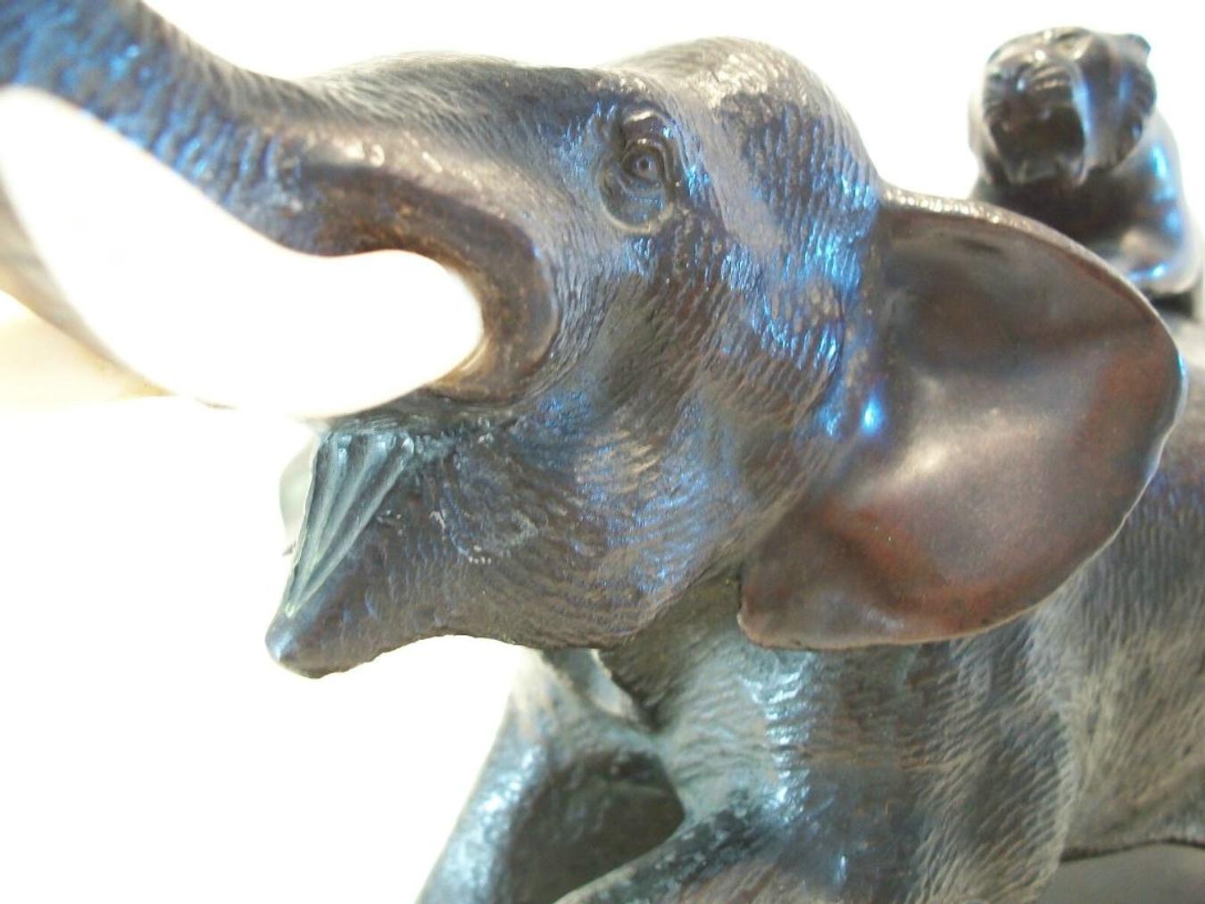 Antique Meiji Period Bronze & Bone Elephant Sculpture, Japan, 19th Century For Sale 6