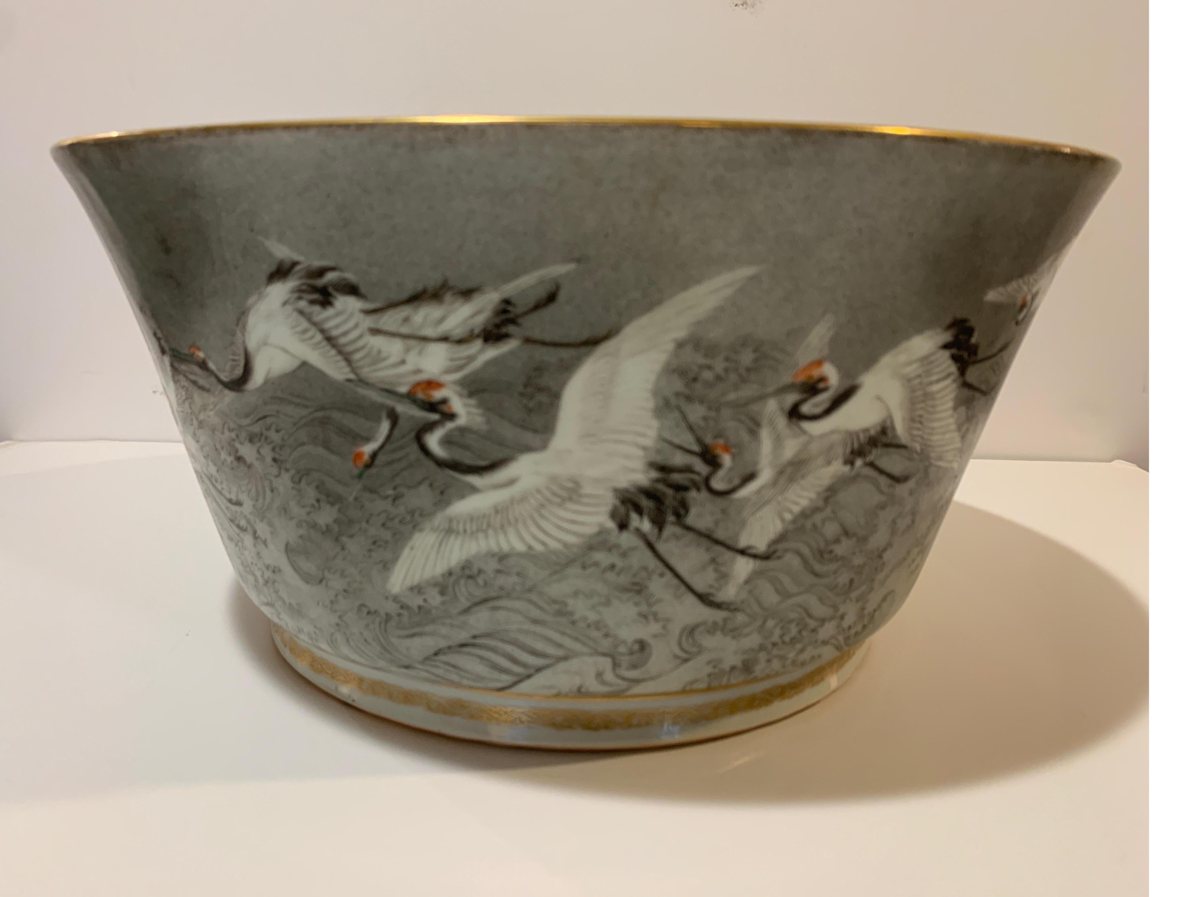 Japanese Antique Meiji Period Hand Painted Porcelain Bowl Signed by Artist